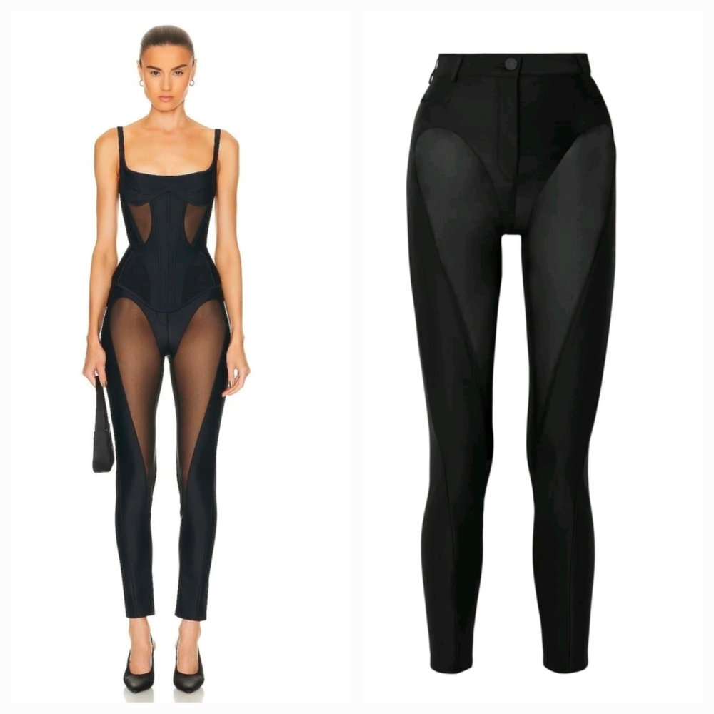 MUGLER Black Cutout Trousers Size 36 NWT